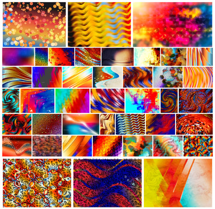 Vibrant Collection of Abstract Red Orange and Blue Designs