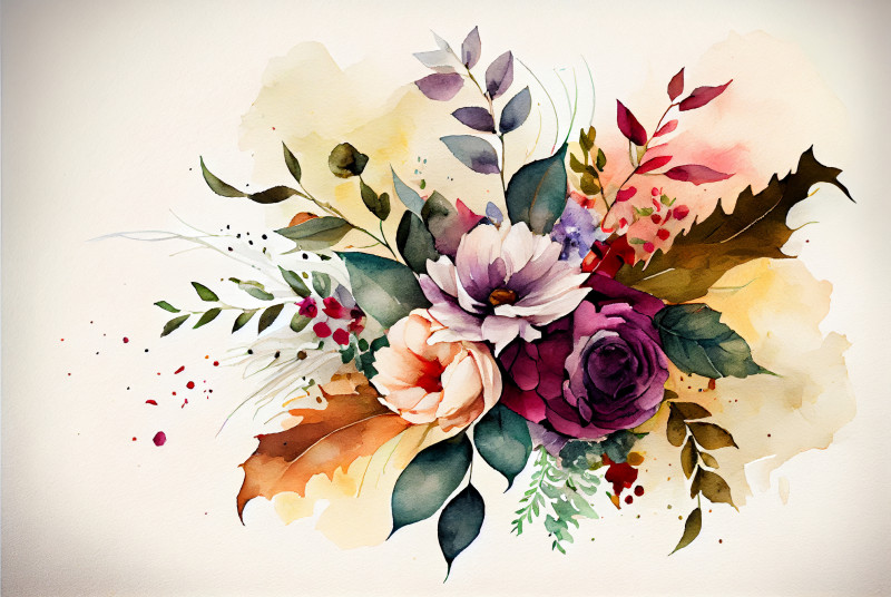 Watercolor Colorful Flower Background