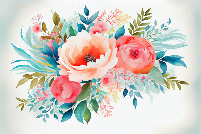 Watercolor Colorful Flower Background