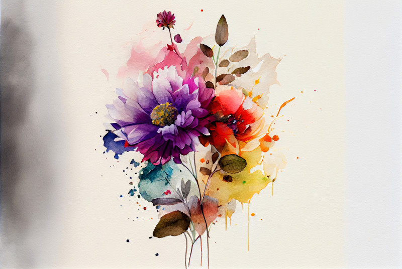 Watercolor Colorful Flower Background