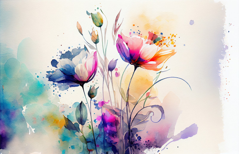 Watercolor Colorful Flower Background