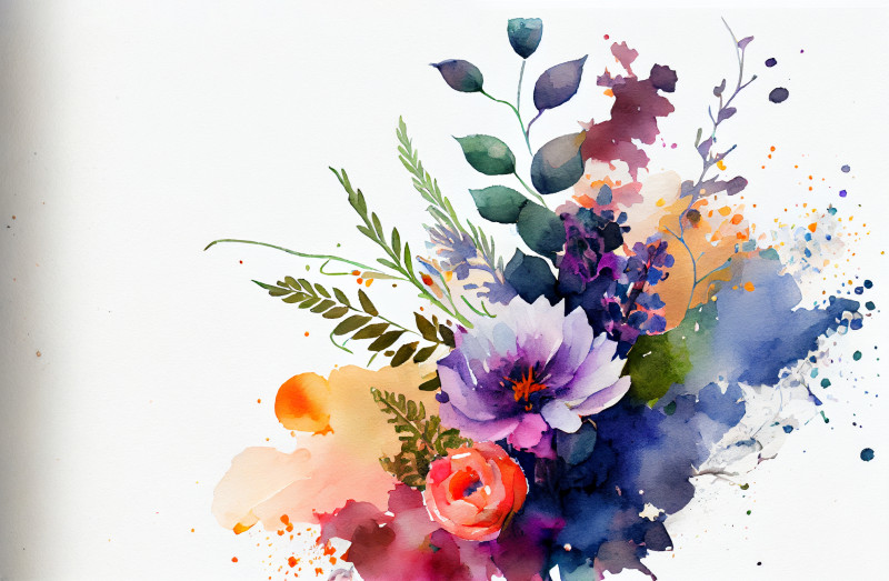 Watercolor Colorful Flower Background