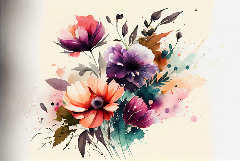 Watercolor Colorful Flower Background