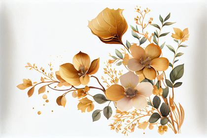 Watercolor Gold Flower Background