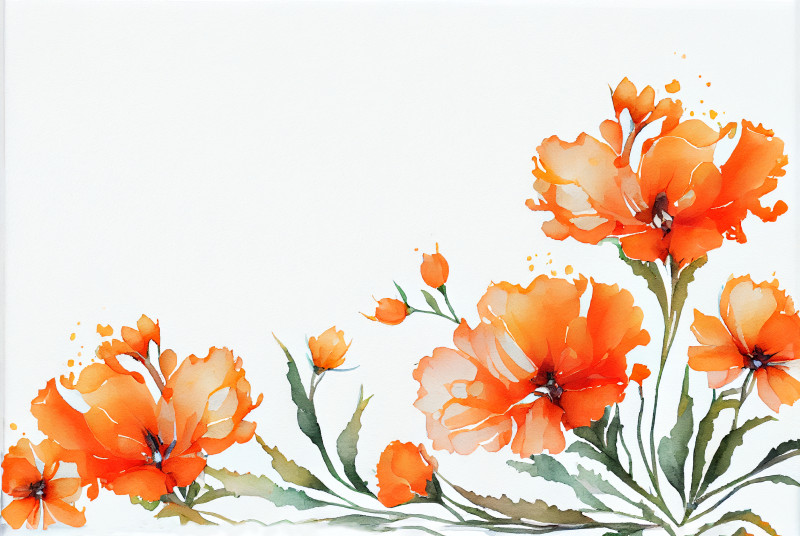 Watercolor Orange Flower Card Background
