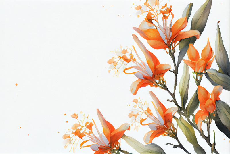 Watercolor Orange Flower Card Background Image