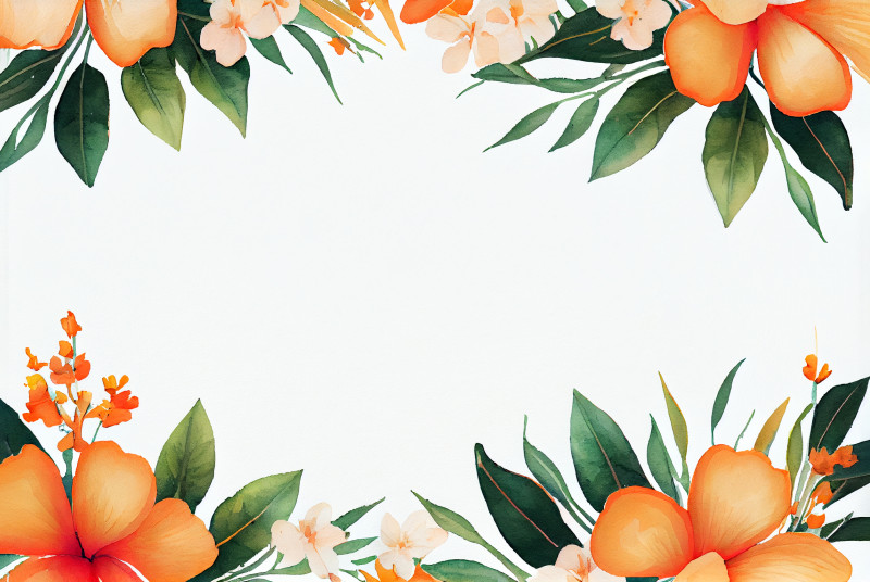 Watercolor Orange Flower Card Background