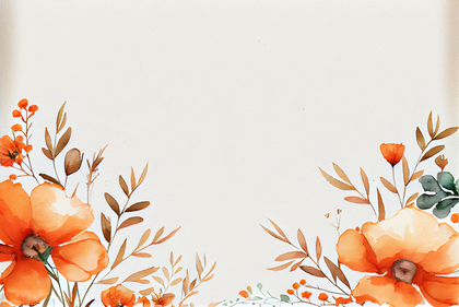 Watercolor Orange Flower on White Card Background Image