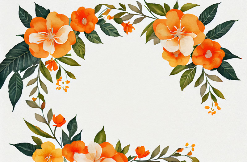 Watercolor Orange Flower Card Background