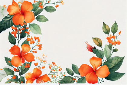 Watercolor Orange Flower Card Background