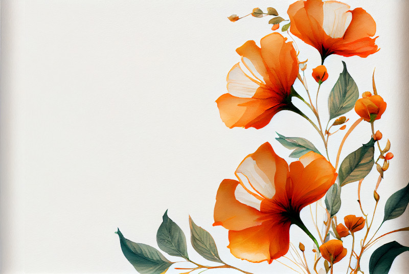 Watercolor Orange Flower Card Background
