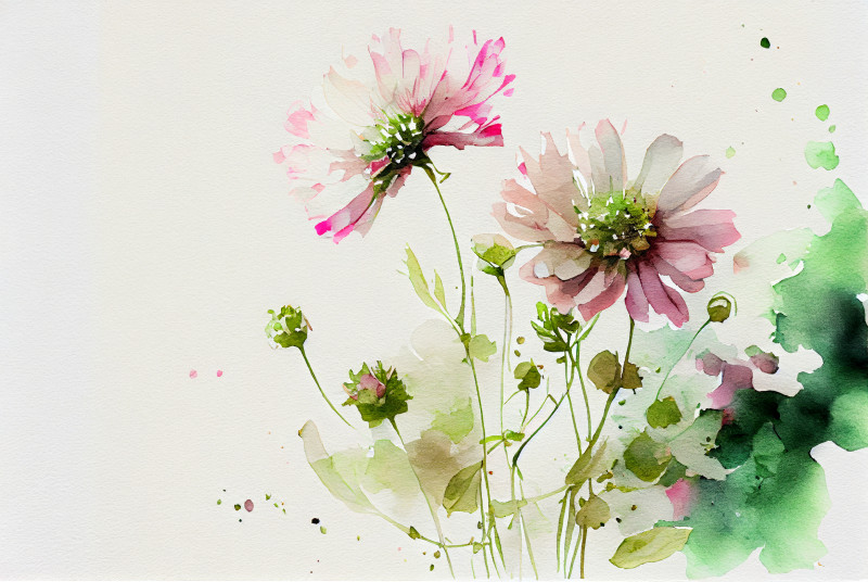 Watercolor Pale Pink Flower Background Image