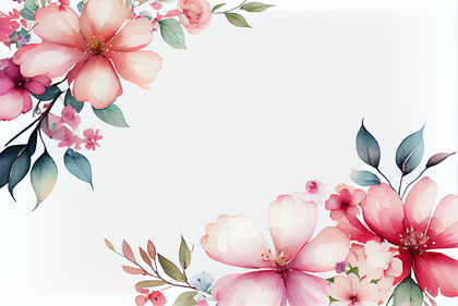 Free Watercolor Pink Flower Card Background Image