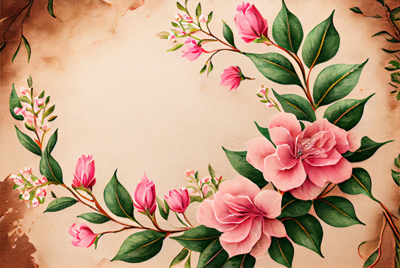 Watercolor Vintage Pink Flower Background