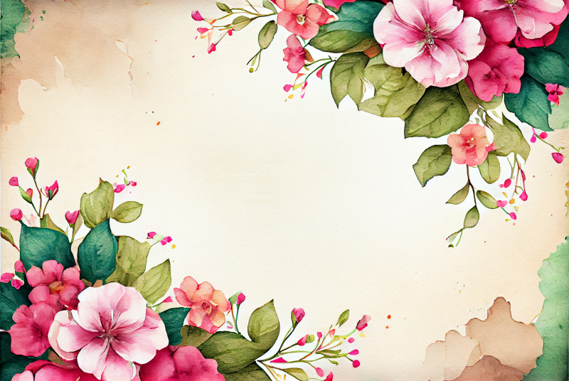 Watercolor Vintage Pink Flower Background Image