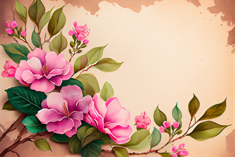 Watercolor Vintage Pink Flower Background