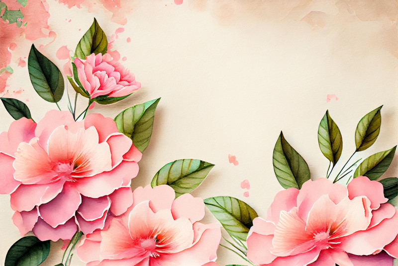 Watercolor Vintage Pink Flower Background
