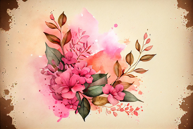 Watercolor Vintage Pink Flower Background Image