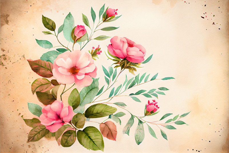 Watercolor Vintage Pink Flower Background Image