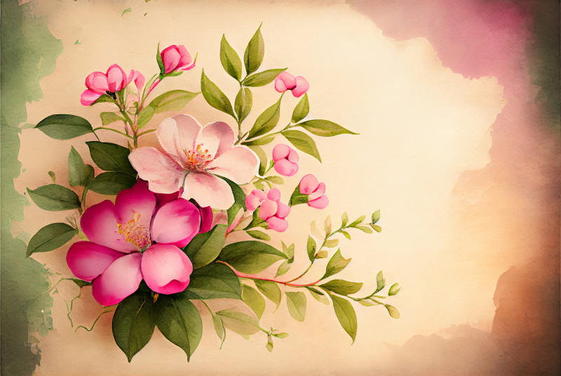 Watercolor Vintage Pink Flower Background
