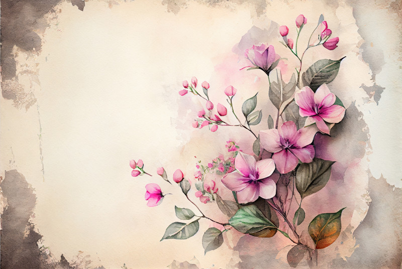 Watercolor Vintage Pink Flower Background Image