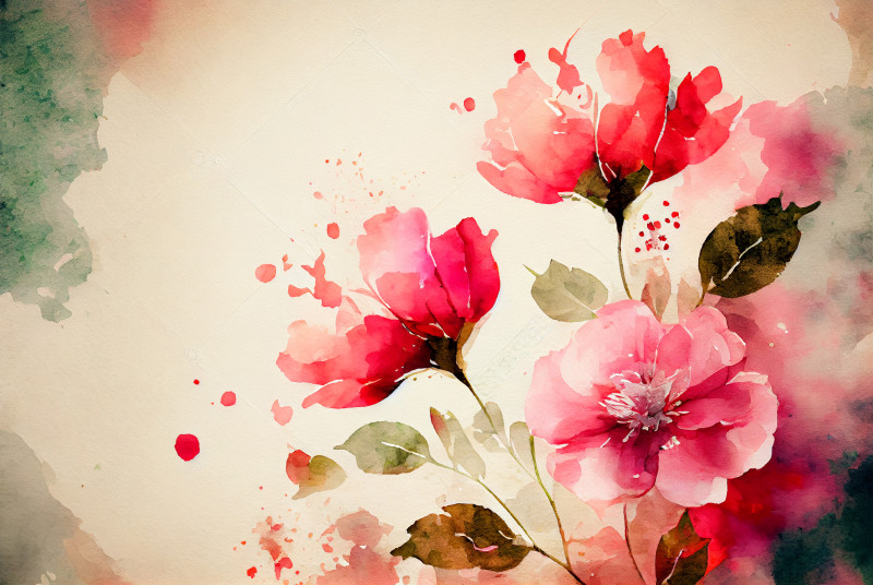 Watercolor Vintage Pink Flower Background