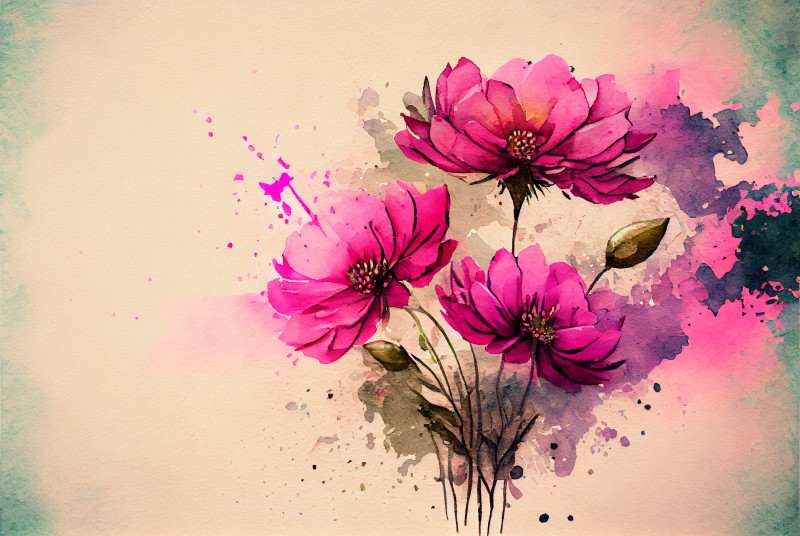 Watercolor Vintage Pink Flower Background Image