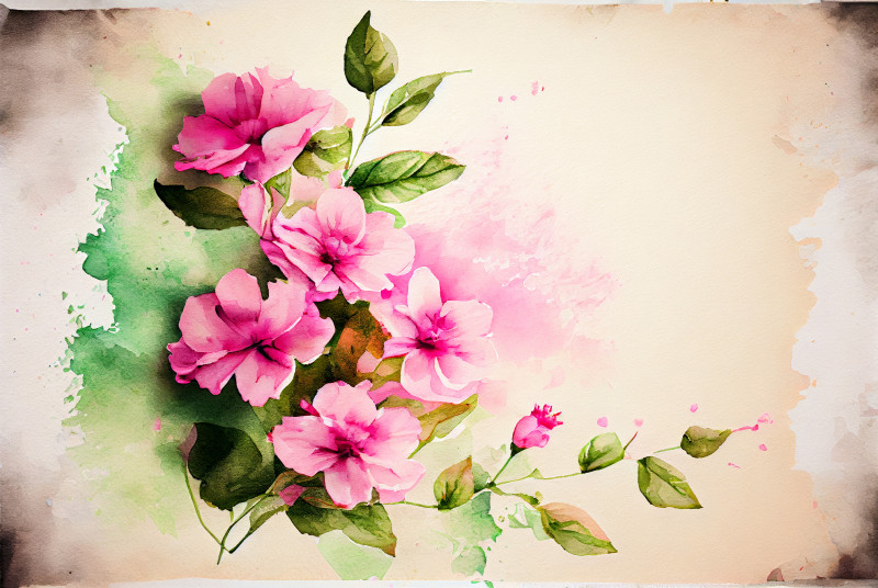Watercolor Vintage Pink Flower Background