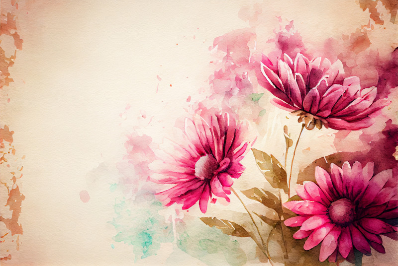 Watercolor Vintage Pink Flower Background