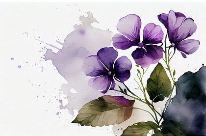 Watercolor Violet Flower Background