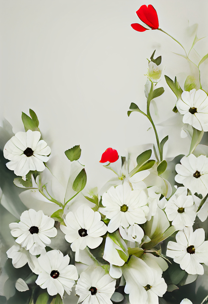 Red and White Flower Card Background Image