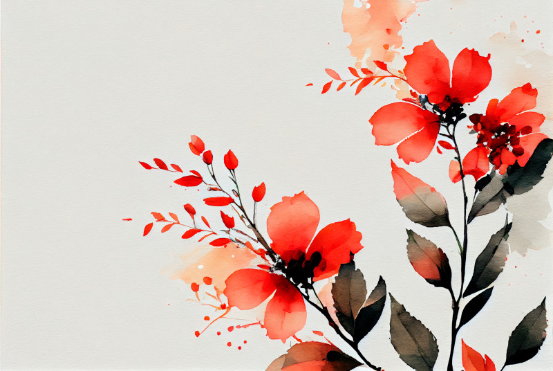 Watercolor Red Flower Background