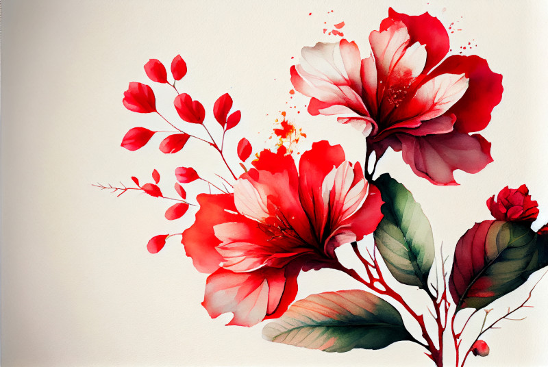 Watercolor Red Flower Background Image