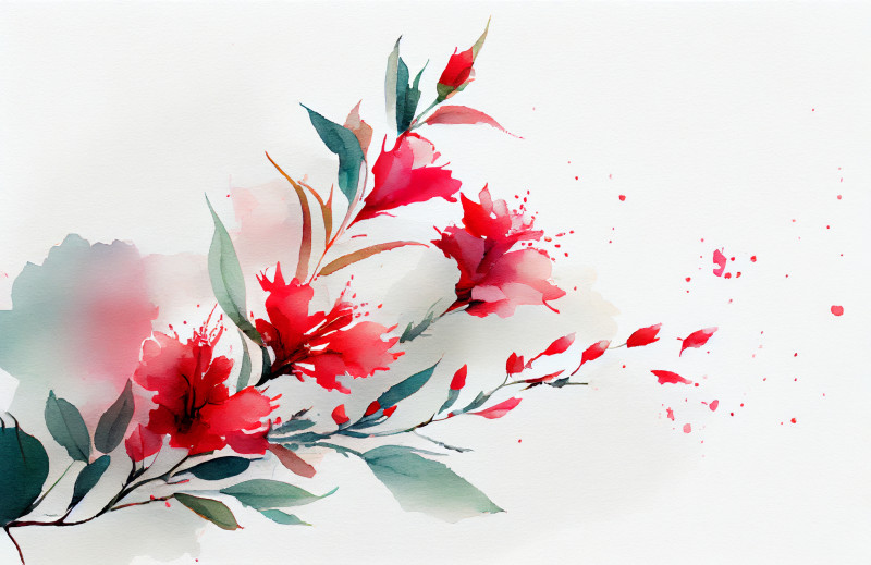 Watercolor Red Flower Background