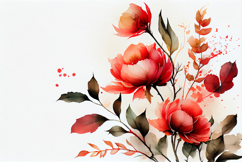 Watercolor Red Flower Background Image