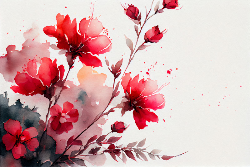 Watercolor Red Flower Background