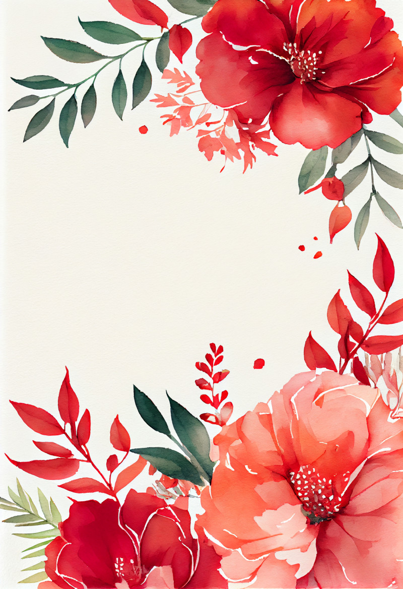 Watercolor Red Flower Background Image