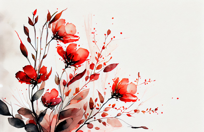 Watercolor Red Flower Background Image