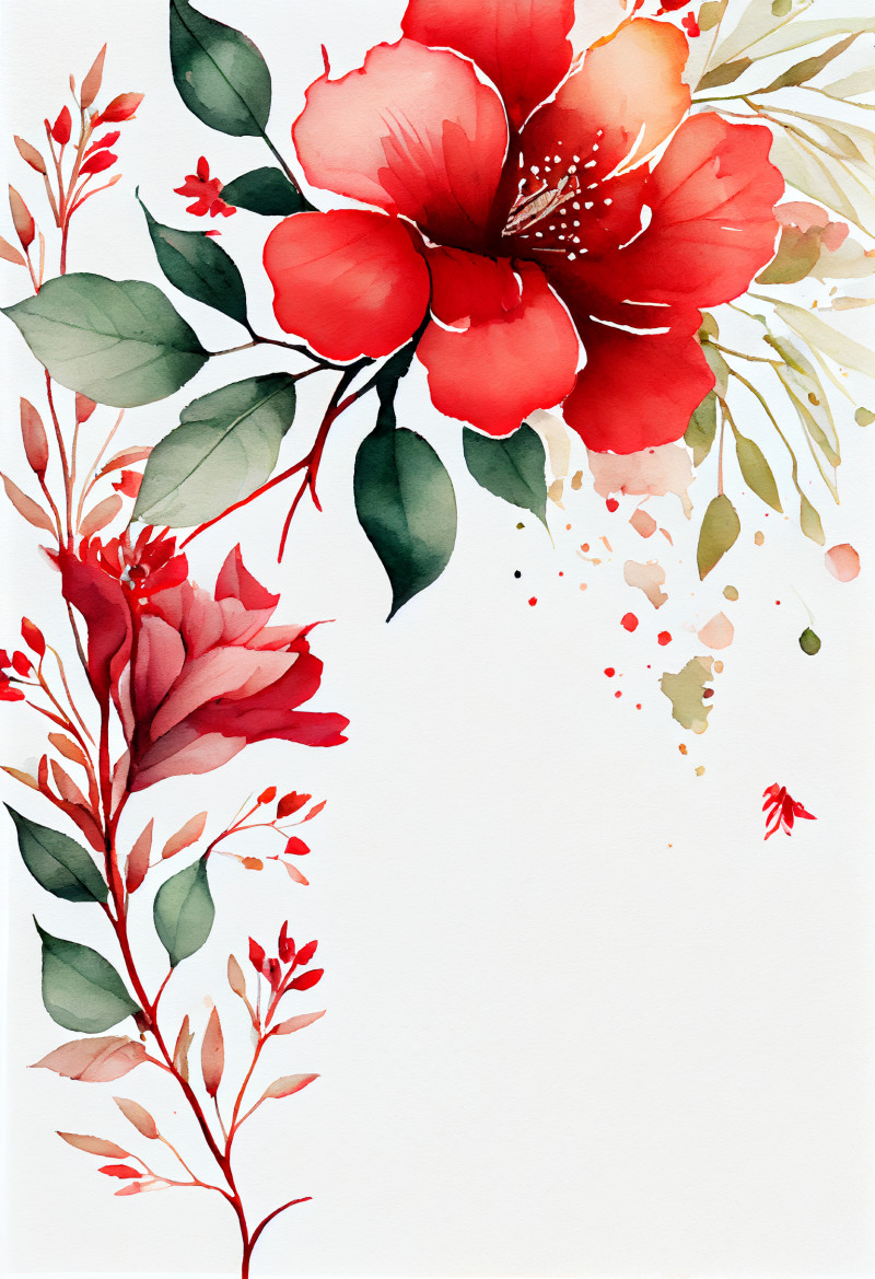 Watercolor Red Flower Background
