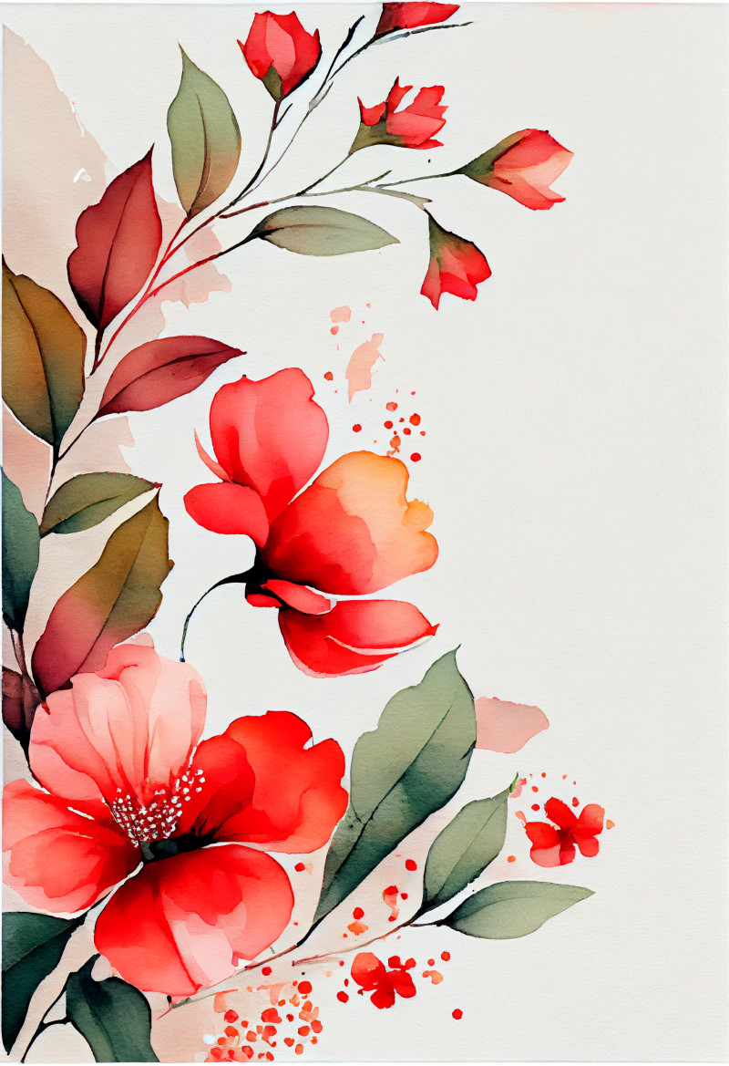 Watercolor Red Flower Background
