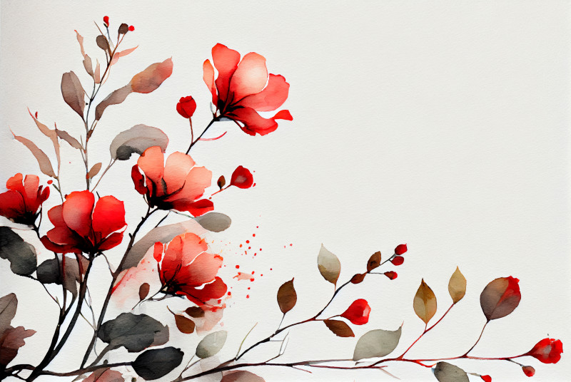 Watercolor Red Flower Background Image