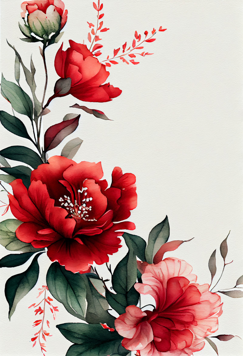 Watercolor Red Flower Background