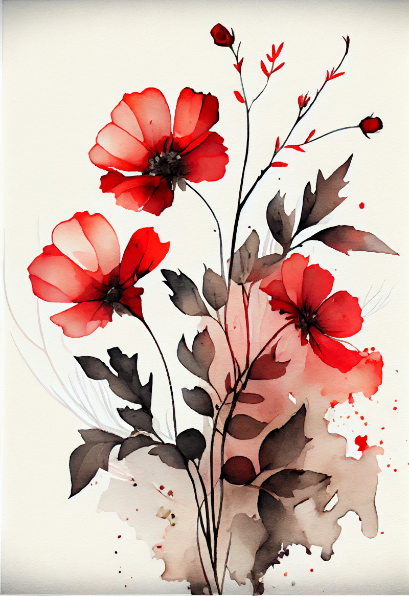 Watercolor Red Flower Background Image