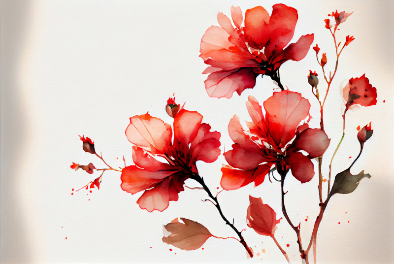Watercolor Red Flower Background Image