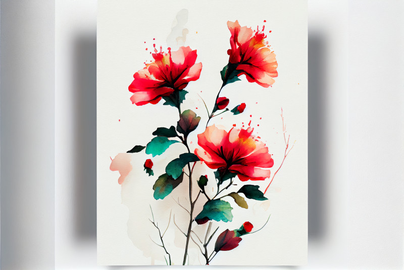 Watercolor Red Flower Background
