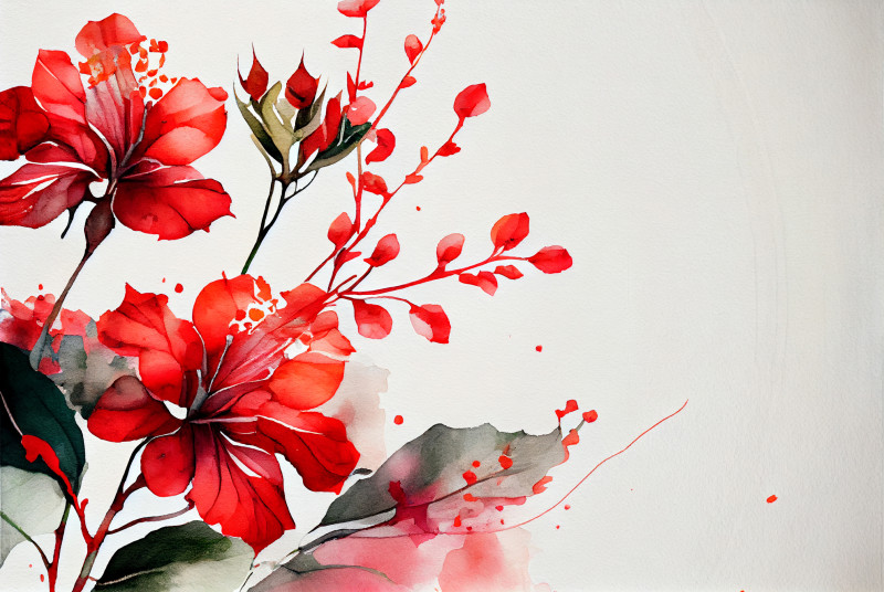 Watercolor Red Flower Background Image