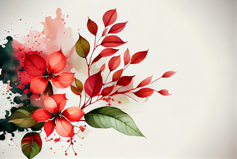 Watercolor Red Flower Background