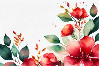 Watercolor Red Flower Background Image