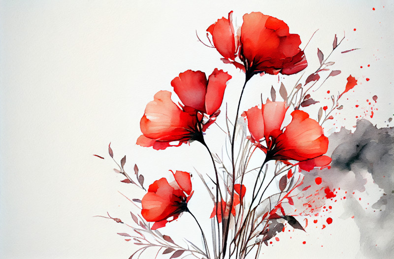 Watercolor Red Flower Background Image