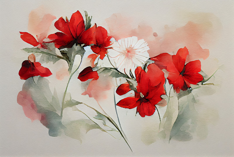 Watercolor Red Flower Background